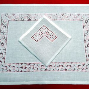 Mantel individual "Cenefa deshilada". Lagartera, deshilados y bordados a mano